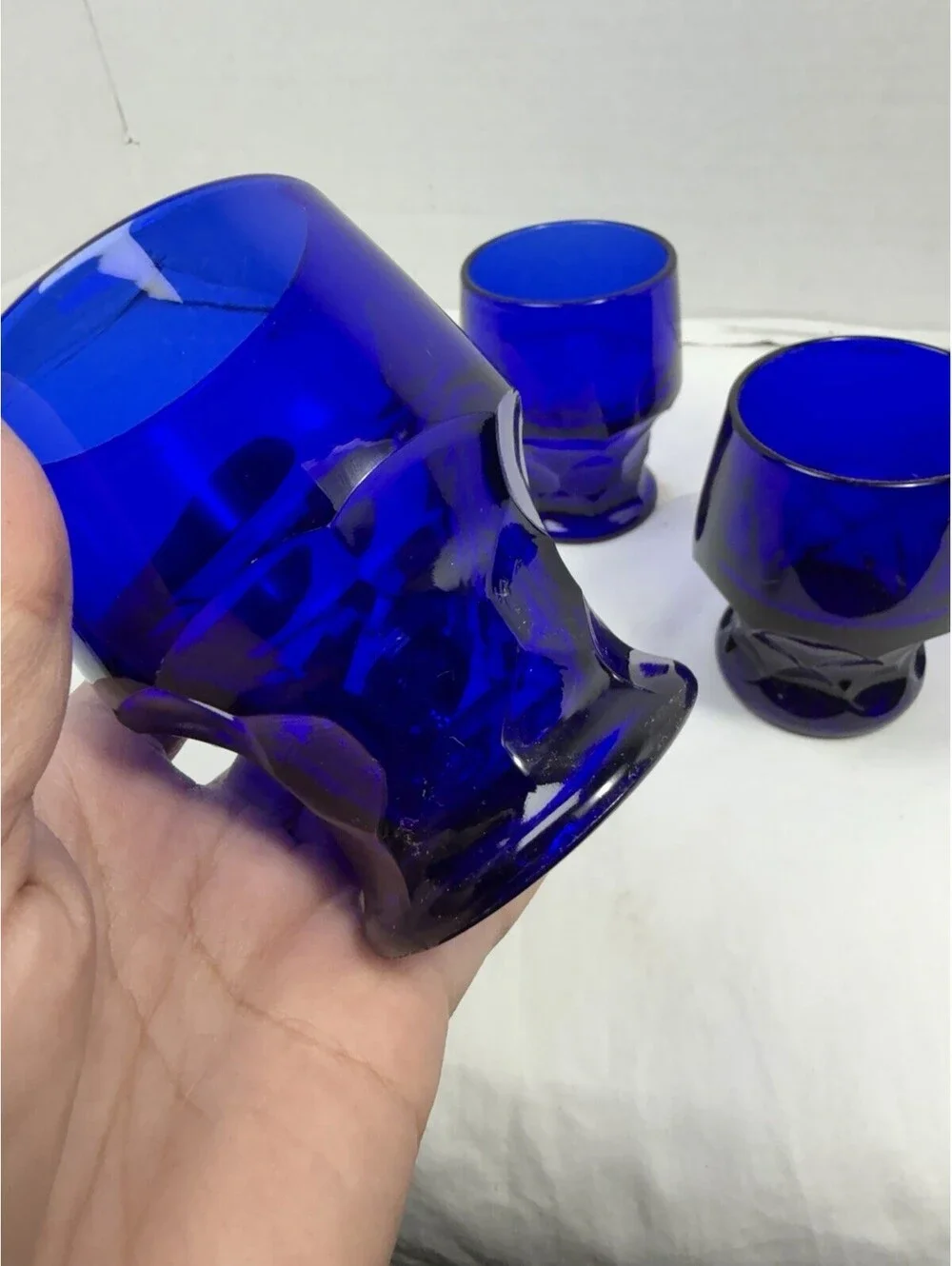 Vintage Viking Glass Georgian Cobalt Blue 10oz Tumbler Drinking Glasses Set of 4